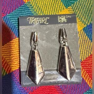 Trifari Silver Drop Earrings